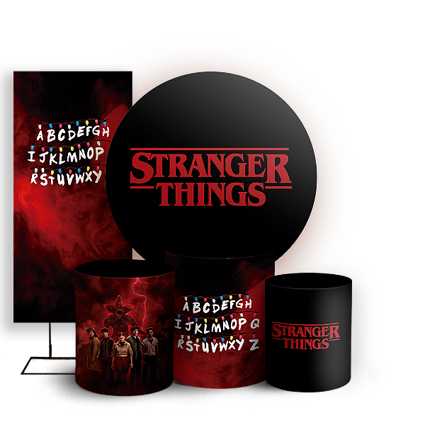 Capas Painel Redondo Trio Cilindro e Faixa Lateral Sublimado - Stranger Things