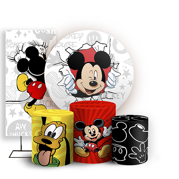 Capas Painel Redondo Trio Cilindro e Faixa Lateral Sublimado - Mickey