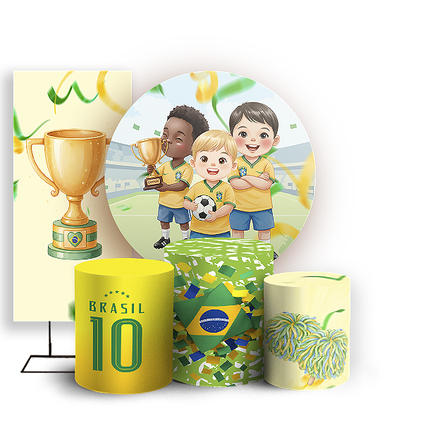 Capas Painel Redondo Trio Cilindro e Faixa Lateral Sublimado - Copa Brasil Infantil