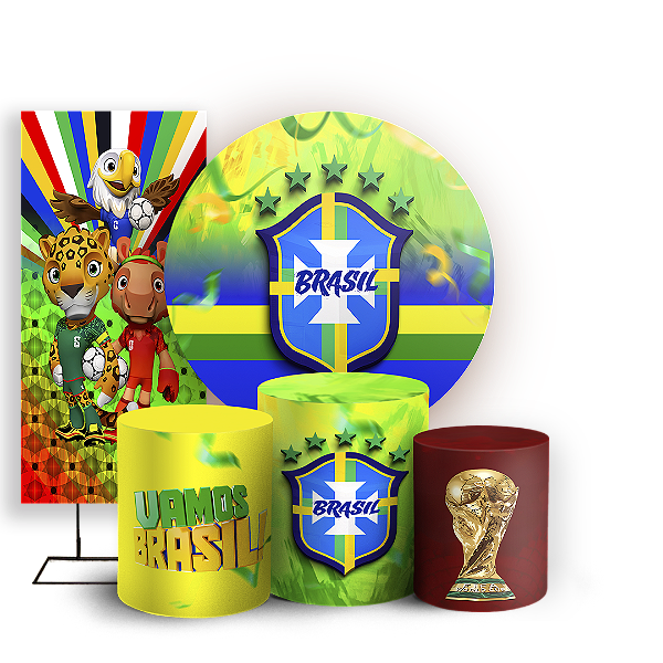 Capas Painel Redondo Trio Cilindro e Faixa Lateral Sublimado - Copa Brasil