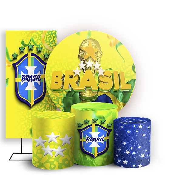 Capas Painel Redondo Trio Cilindro e Faixa Lateral Sublimado - Copa Brasil