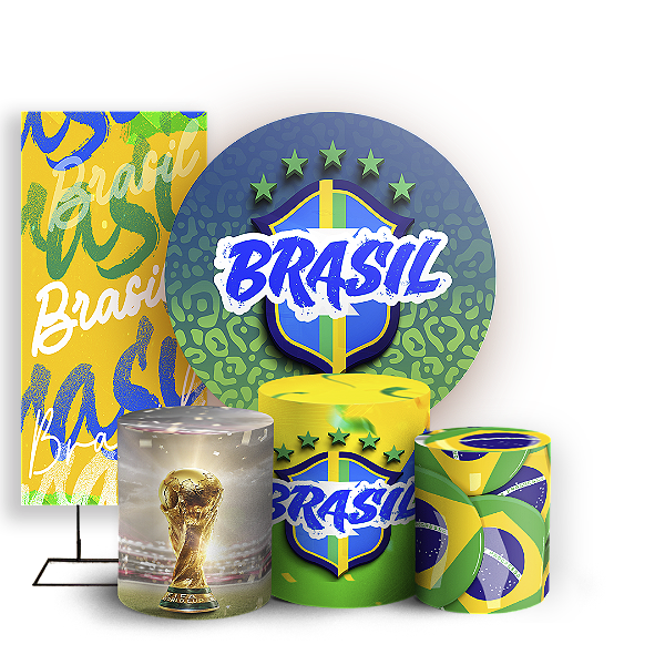 Capas Painel Redondo Trio Cilindro e Faixa Lateral Sublimado - Copa Brasil