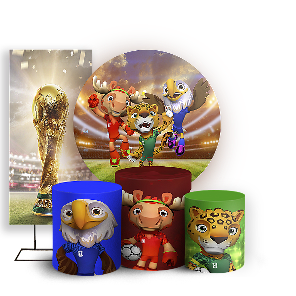 Capas Painel Redondo Trio Cilindro e Faixa Lateral Sublimado - Copa Brasil