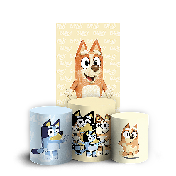 Capas Faixa Lateral e Trio Cilindro Sublimado Vest Facil - Bluey