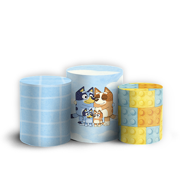 Capas Trio Cilindro Sublimado Vest Facil - Bluey