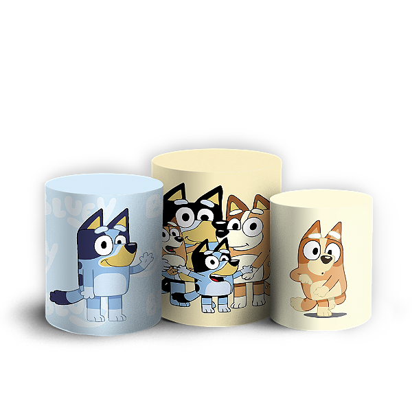 Capas Trio Cilindro Sublimado Vest Facil - Bluey