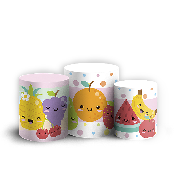 Capas Trio Cilindro Sublimado Vest Facil - Frutas Cute