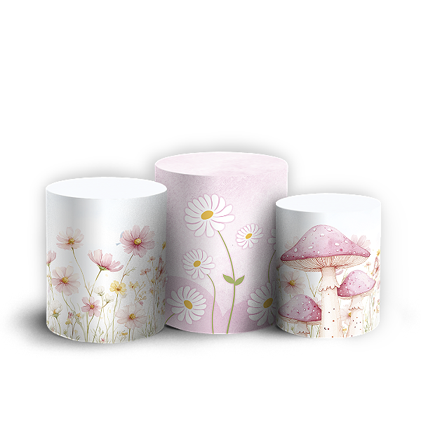 Capas Trio Cilindro Sublimado Vest Facil - Floral Fada