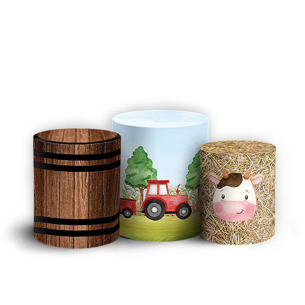 Capas Trio Cilindro Sublimado Vest Facil - Fazendinha