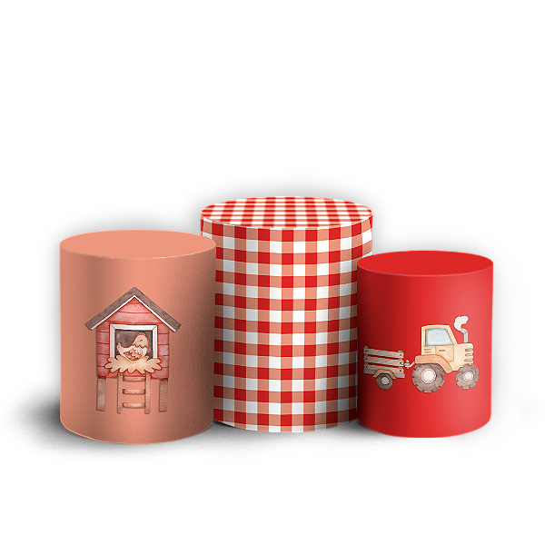 Capas Trio Cilindro Sublimado Vest Facil - Fazendinha