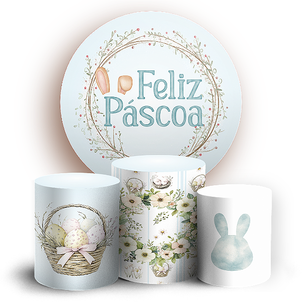 Capas Painel Redondo e Trio Cilindro Sublimado - Pascoa