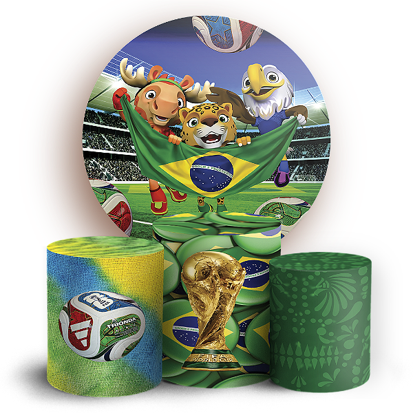 Capas Painel Redondo e Trio Cilindro Sublimado - Copa Do Mundo