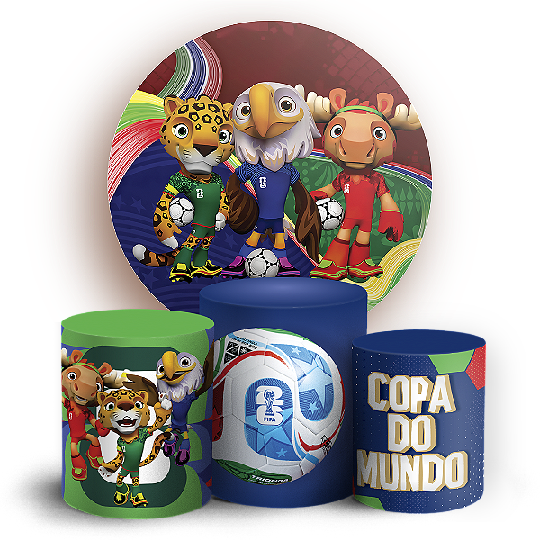 Capas Painel Redondo e Trio Cilindro Sublimado - Copa Do Mundo