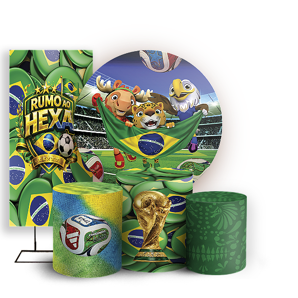 Capas Painel Redondo Trio Cilindro e Faixa Lateral Sublimado - Copa Do Mundo
