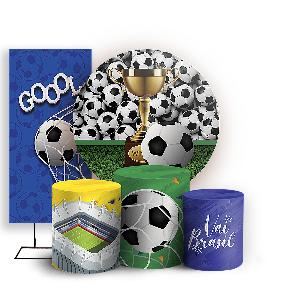 Capas Painel Redondo Trio Cilindro e Faixa Lateral Sublimado - Copa Do Mundo Brasil