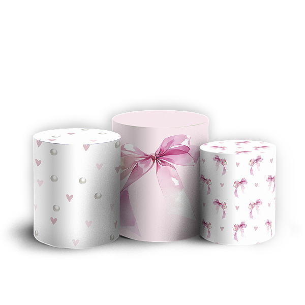 Capas Trio Cilindro Sublimado Vest Facil - Laços Rosa