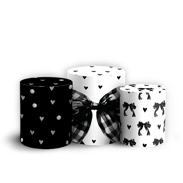Capas Trio Cilindro Sublimado Vest Facil - Laços Preto
