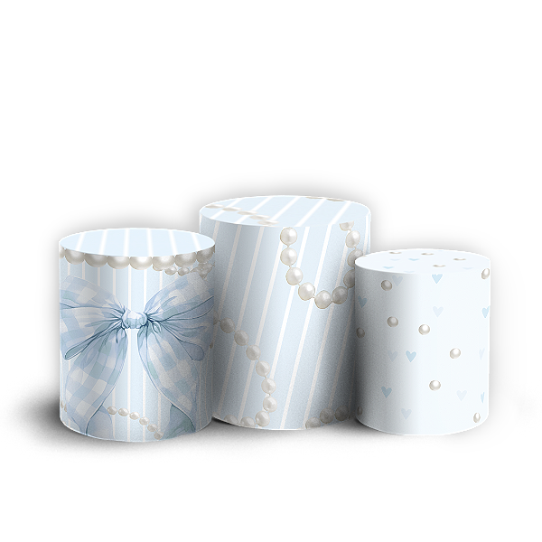 Capas Trio Cilindro Sublimado Vest Facil - Laços Azul