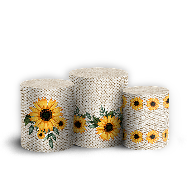 Capas Trio Cilindro Sublimado Vest Facil - Girassol Floral