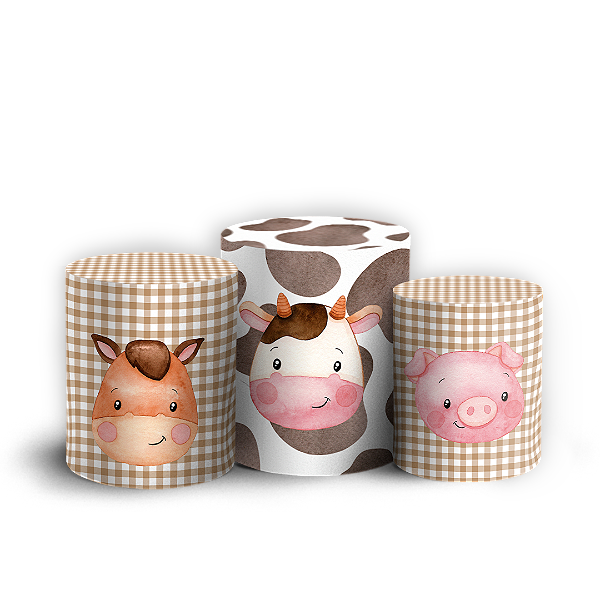 Capas Trio Cilindro Sublimado Vest Facil - Fazendinha