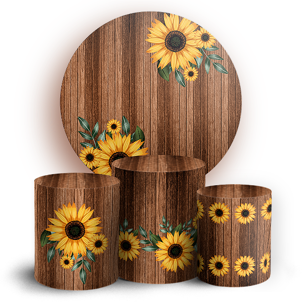Capas Painel Redondo e Trio Cilindro Sublimado - Girassol Floral