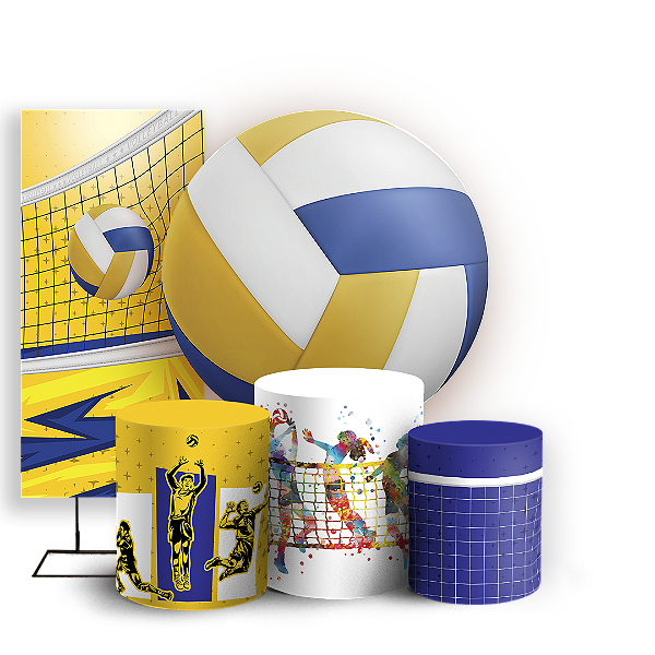 Capas Painel Redondo Trio Cilindro e Faixa Lateral Sublimado - Vôlei