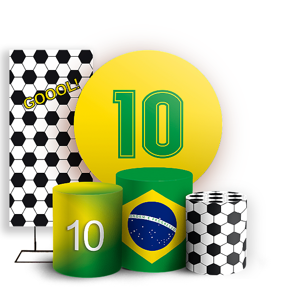 Capas Painel Redondo Trio Cilindro e Faixa Lateral Sublimado - Copa do Mundo