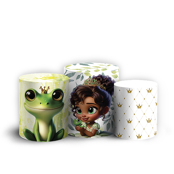 Capas Trio Cilindro Sublimado Vest Facil - Tiana Princesa e o Sapo