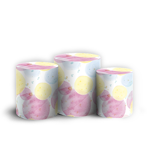 Capas Trio Cilindro Sublimado Vest Facil - Bolhas Aquarela