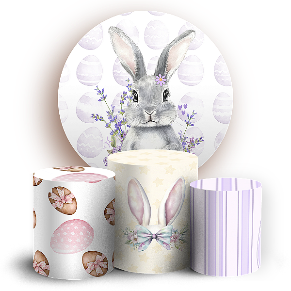 Capas Painel Redondo e Trio Cilindro Sublimado - Pascoa