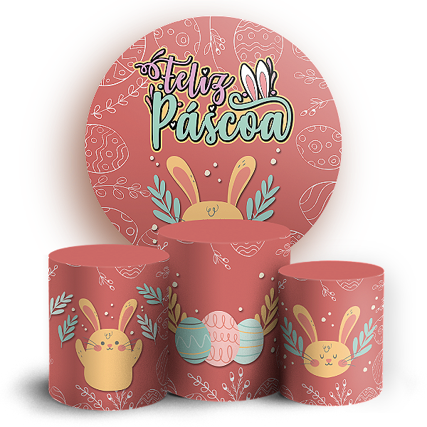 Capas Painel Redondo e Trio Cilindro Sublimado - Páscoa