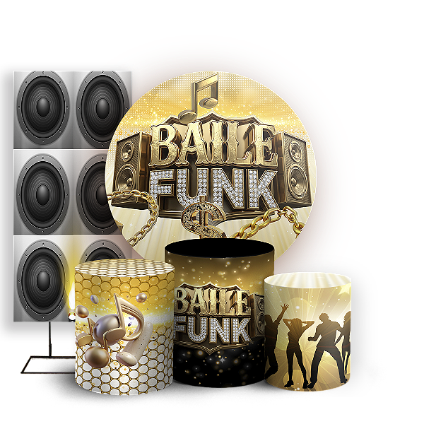 Capas Painel Redondo Trio Cilindro e Faixa Lateral Sublimado - Baile Funk