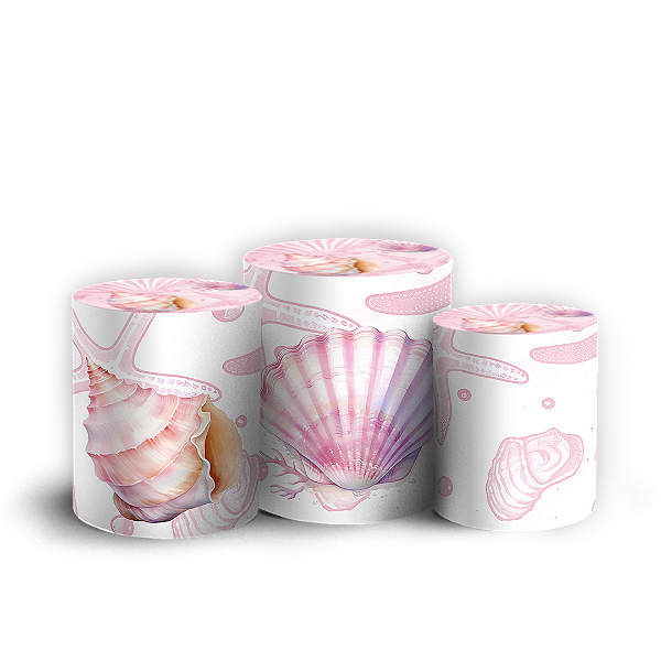 Capas Trio Cilindro Sublimado Vest Facil - Fundo do Mar Conchas