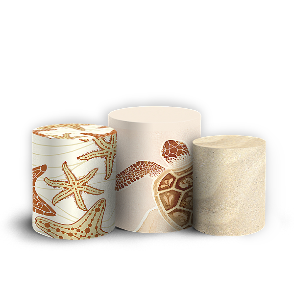Capas Trio Cilindro Sublimado Vest Facil - Fundo do Mar Conchas