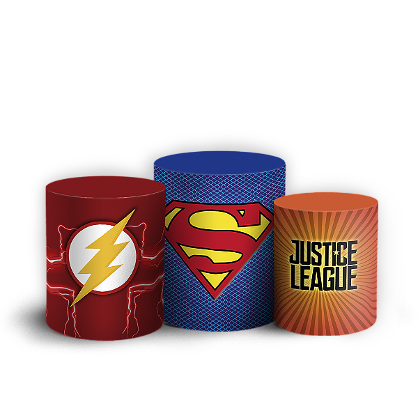 Capas Trio Cilindro Sublimado Vest Facil - Liga da Justiça