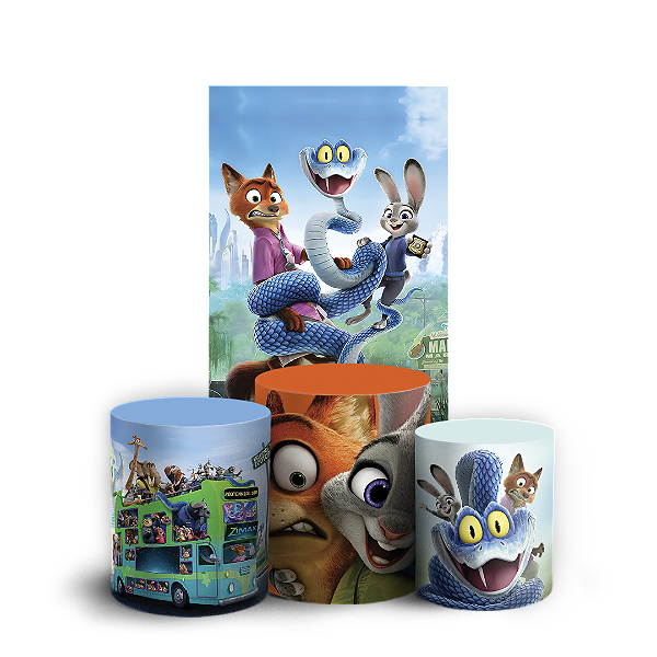Capas Faixa Lateral e Trio Cilindro Sublimado Vest Facil - Zootopia