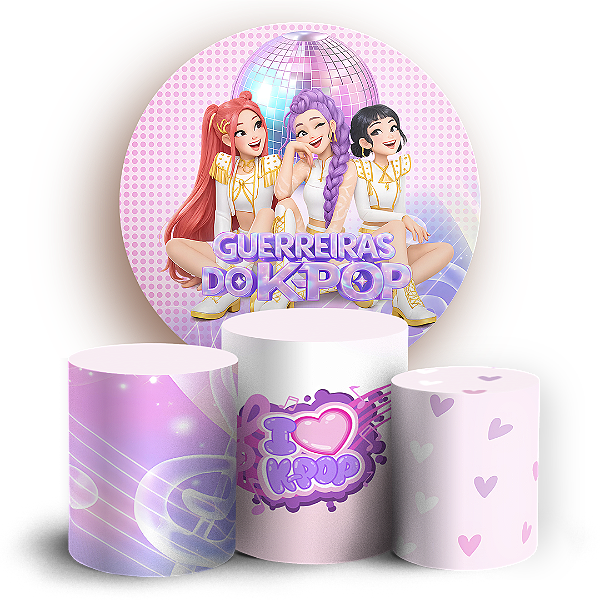 Capas Painel Redondo e Trio Cilindro Sublimado - Guerreiras Do K-Pop