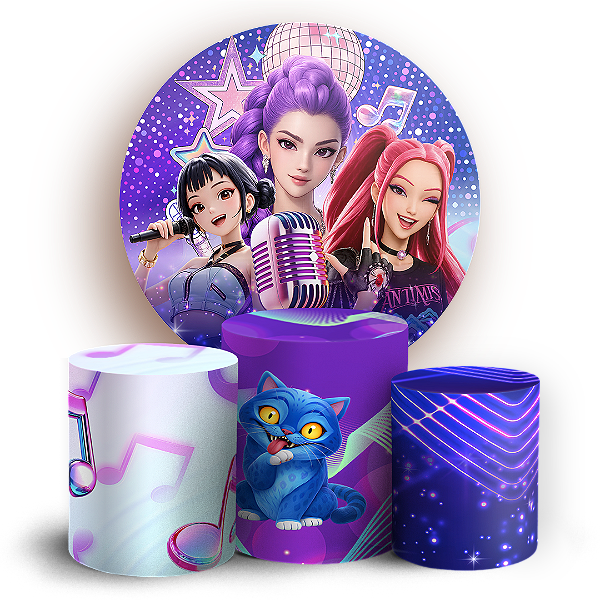 Capas Painel Redondo e Trio Cilindro Sublimado - Guerreiras Do K-Pop