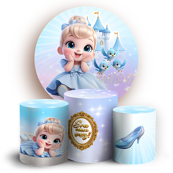 Capas Painel Redondo e Trio Cilindro Sublimado - Cinderel