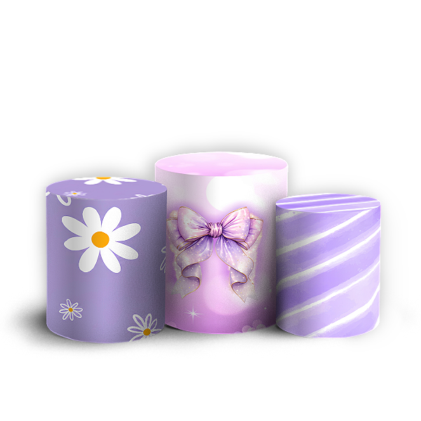 Capas Trio Cilindro Sublimado Vest Facil - Ursinho Lilas