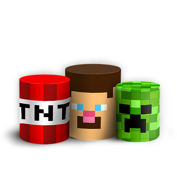 Capas Trio Cilindro Sublimado Vest Facil - Minecraft