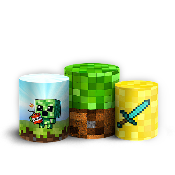 Capas Trio Cilindro Sublimado Vest Facil - Minecraft