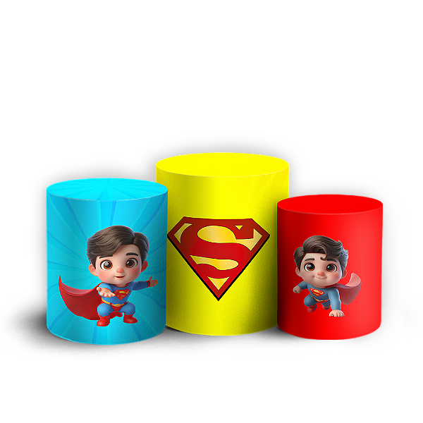 Capas Trio Cilindro Sublimado Vest Facil - Herois Super Homem Baby