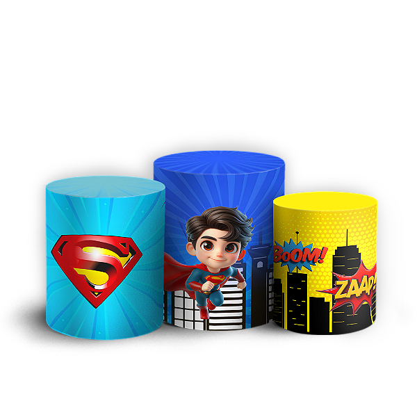 Capas Trio Cilindro Sublimado Vest Facil - Herois Super Homem