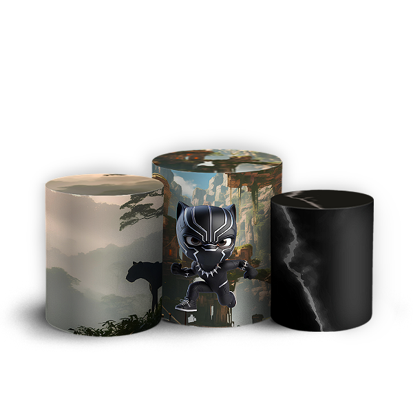 Capas Trio Cilindro Sublimado Vest Facil - Herois Pantera Negra