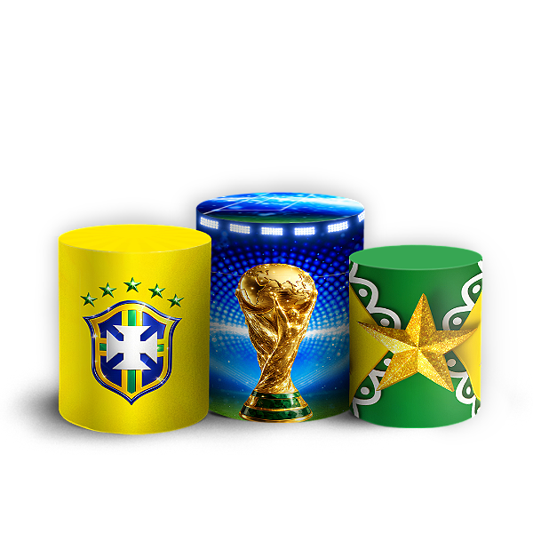 Capas Trio Cilindro Sublimado Vest Facil - Copa do Mundo Brasil