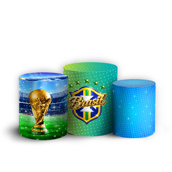 Capas Trio Cilindro Sublimado Vest Facil - Copa do Mundo Brasil