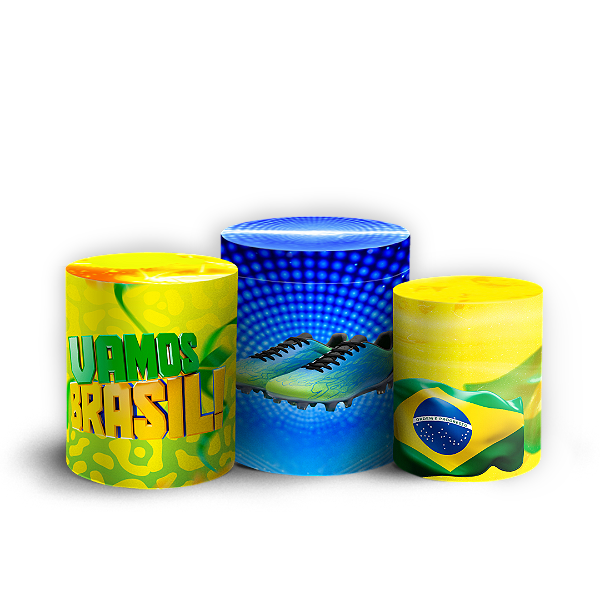 Capas Trio Cilindro Sublimado Vest Facil - Copa do Mundo Brasil