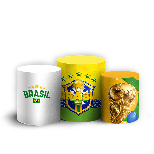 Capas Trio Cilindro Sublimado Vest Facil - Copa do Mundo Brasil