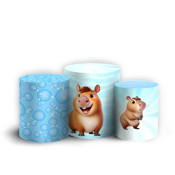 Capas Trio Cilindro Sublimado Vest Facil - Capivara Azul